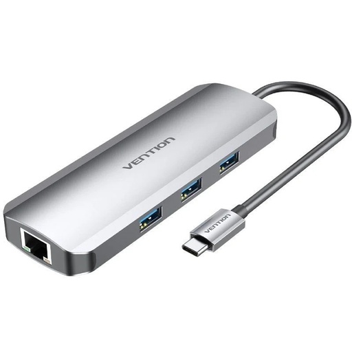 [41310] DOCKING STATION 9 PUERTOS USB-C HDMI/3xUSB-A/USB-C PD/RJ45/LECTOR.. GRIS VENTION