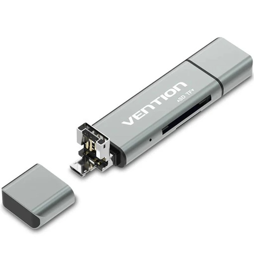 [41245] LECTOR TARJETAS EXTERNO USB 2.0 GRIS VENTION