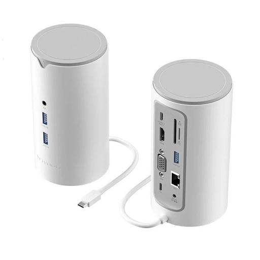 [41195] DOCKING STATION 12 PUERTOS USB-C VGA/HDMI/3xUSB/USB-C PD/USB-C/... GRIS VENTION