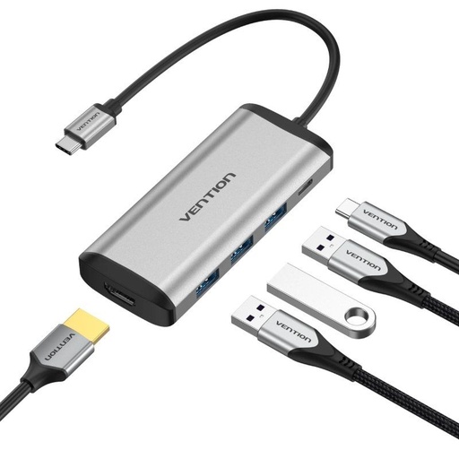 [40671] DOCKING STATION 5 PUERTOS USB-C 1xHDMI/3xUSB-A/1xUSB-C PD GRIS VENTION