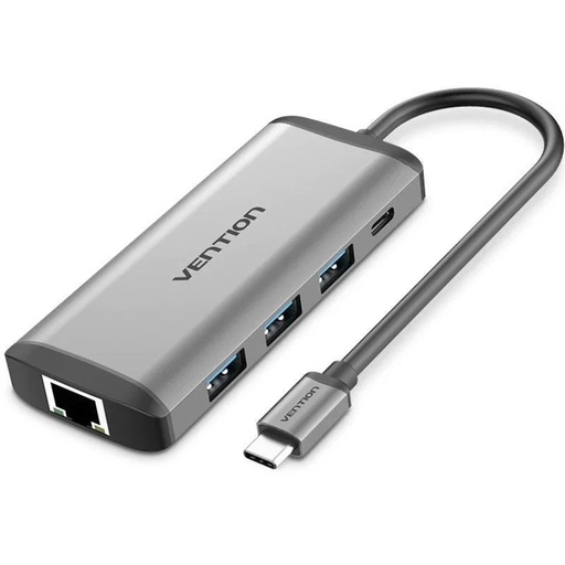 [40657] DOCKING STATION 8 PUERTOS USB-C HDMI/3xUSB-A/USB-C PD/RJ45/LECTOR GRIS VENTION