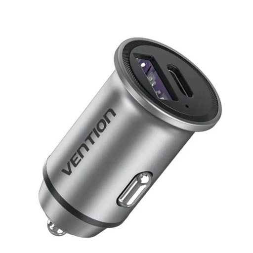 [40546] CARGADOR COCHE USB-A + USB-C 30W GRIS VENTION