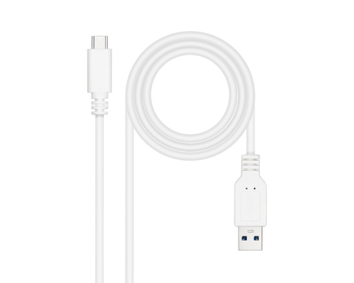 [39038] CABLE USB 3.1 GEN2 10Gbps 3A TIPO USB-C A USB-A 0.5 M BLANCO NANOCABLE