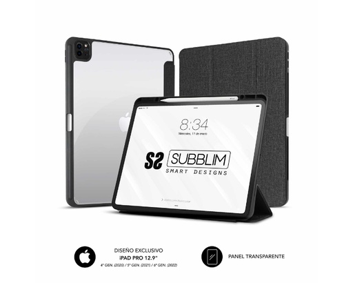 [38116] FUNDA TABLET CLEAR SHOCK IPAD PRO 12.9" 2020/2021/2022 NEGRO SUBBLIM