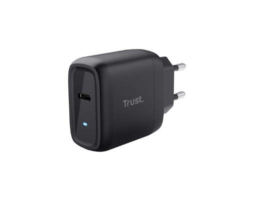 [37502] CARGADOR PARED/VIAJE USB-C 45W MAXO NEGRO TRUST
