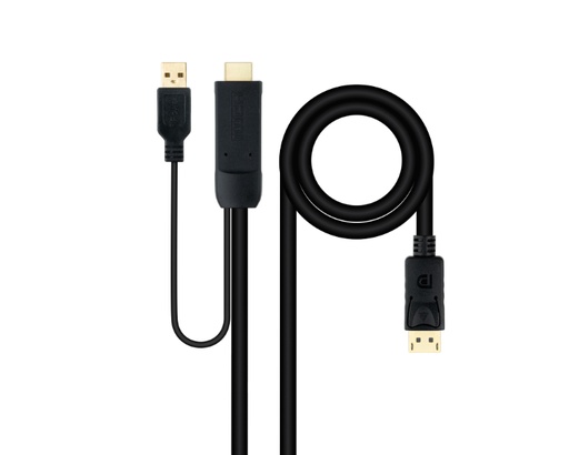 [37366] CONVERSOR DISPLAYPORT V1.2 A HDMI 2.0 1.8 M NEGRO NANOCABLE