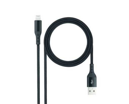 [37025] CABLE LIGHTNING A USB 2.0 1 M NEGRO MALLADO NANOCABLE