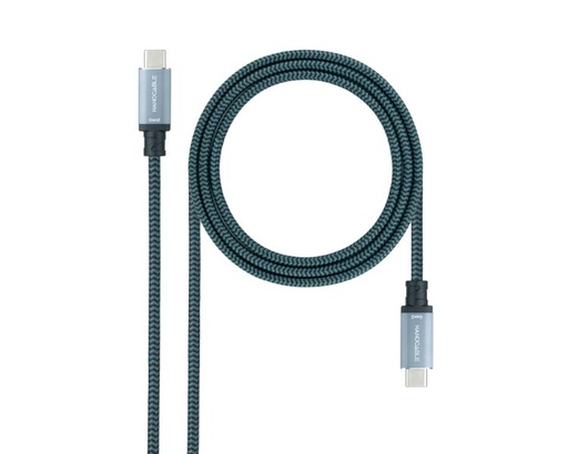 [37013] CABLE USB 3.1 GEN2 10Gbps 5A 4K/60Hz, USB-C/M USB-C/M 1 M GRIS/NEGRO NANOCABLE