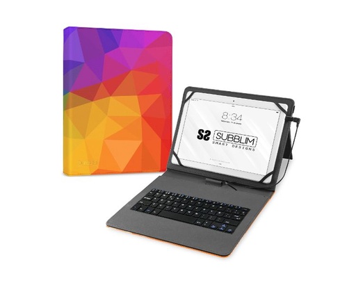 [36299] FUNDA + TECLADO TABLET KEYTAB USB TRIANGULOS SUBBLIM
