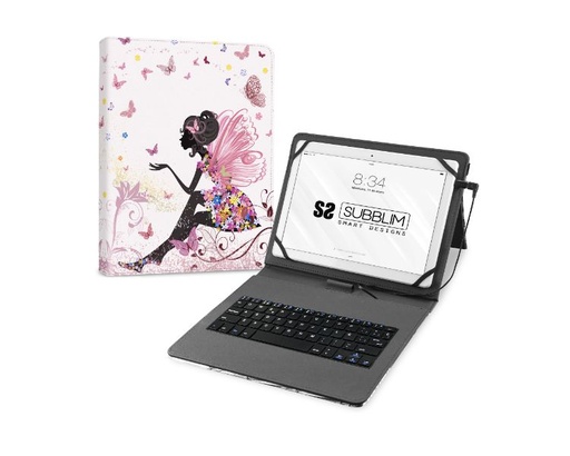 [36298] FUNDA + TECLADO TABLET KEYTAB USB HADAS SUBBLIM