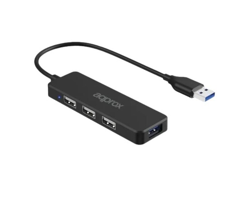 [35783] HUB 3 PUERTOS USB 2.0 + 1 PUERTO USB 3.0 NEGRO APPROX