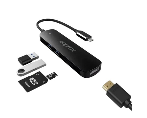 [35781] HUB 5 PUERTOS USB 3.0 TYPE C NEGRO APPROX