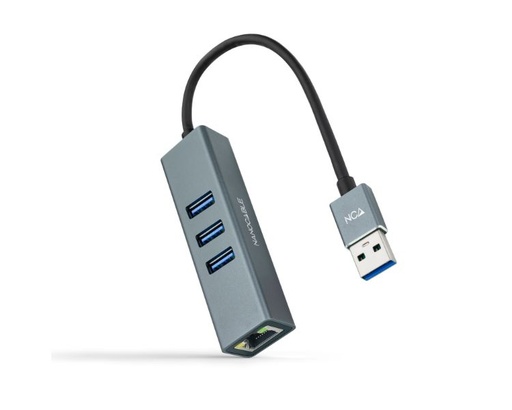 [35414] CONVERSOR USB 3.0 A ETHERNET GIGABIT + 3xUSB 3.0 15cm GRIS NANOCABLE