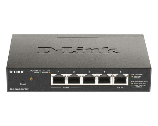 [30700] D-LINK SWITCH 5 PUERTOS 10/100/1Gbit PoE EASYSMART
