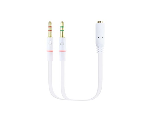 [30526] CABLE ADAPTADOR AUDIO JACK 3.5/H 2 JACK 3.5/M 20CM BLANCO NANOCABLE
