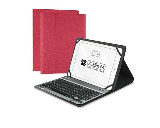 [29374] FUNDA + TECLADO TABLET KEYTAB PRO BLUETOOTH 10.1" ROJO SUBBLIM