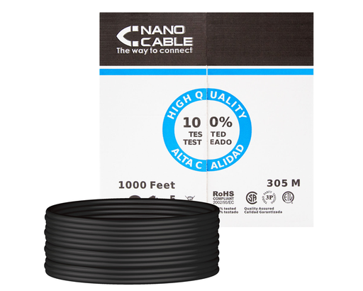 [28049] BOBINA CABLE DE RED RJ45 CAT6 UTP RIGIDO AWG24 IMPERMEABLE EXT 305M NANOCABLE