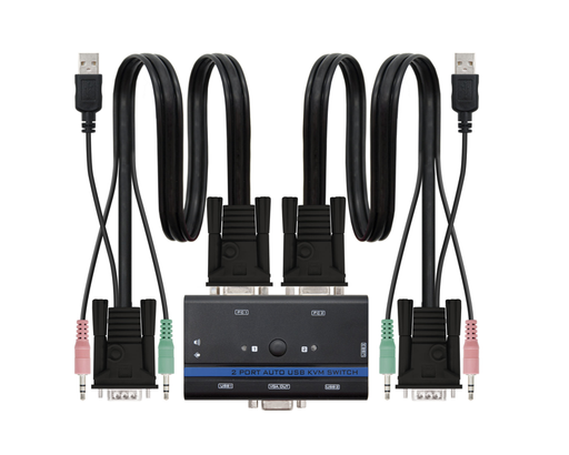 [28031] CONMUTADOR KVM VGA USB 1U-2PC + CABLE NANOCABLE