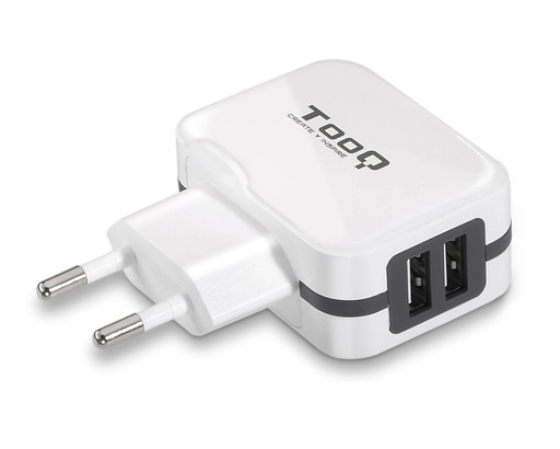 [22210] CARGADOR PARED/VIAJE USB 2xUSB (3.4A) BLANCO TOOQ