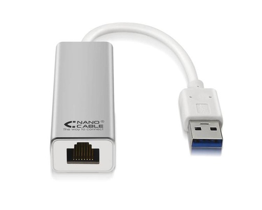 [22208] CONVERSOR USB 3.0 A ETHERNET 10/100/1000 Mbps 15cm PLATA NANOCABLE
