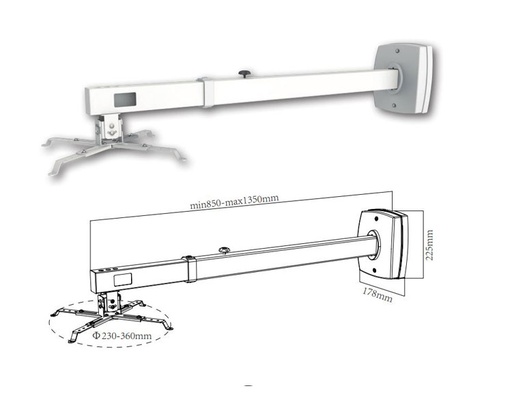 [19538] SOPORTE VIDEO-PROYECTOR PARED BLANCO(85-135) SV03P APPROX