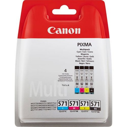 [18597] MULTIPACK 4 CARTUCHOS CANON TINTA CLI-571 BK/C/M/Y