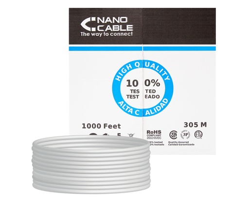 [8934] BOBINA CABLE DE RED RJ45 CAT6 UTP RIGIDO AWG24 305 M NANOCABLE